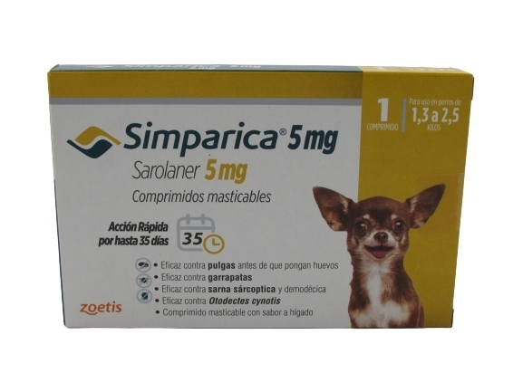 SIMPARICA 5MG PERRO 1,3-2,5 KG X 1 COMP