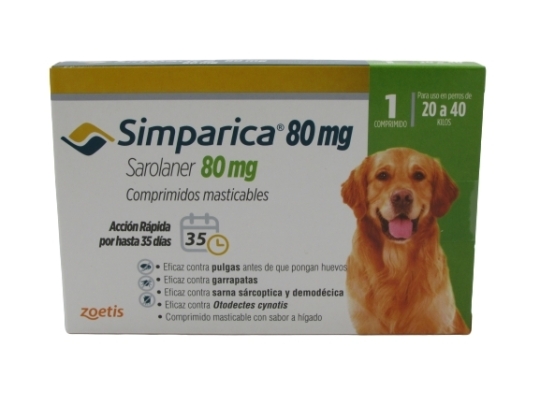 SIMPARICA 80MG PERRO 20-40 KG X 1 COMP