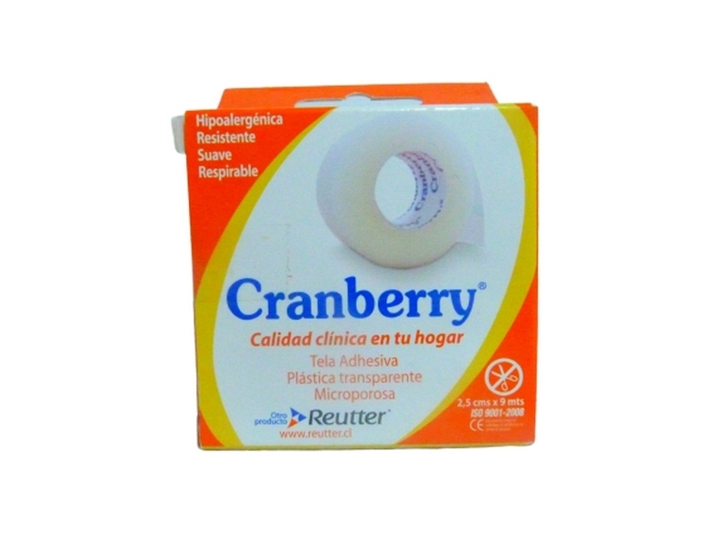 CRANBERRY TELA ADH PLASTICA 2.5cm X 9M