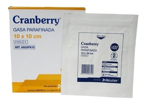 CRANBERRY GASA PARAFINADA 10X10CM X 10U