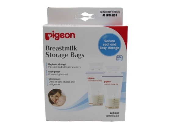 BOLSA ALMACENAMIENTO LECHE MATERNA PIGEON 180ML X 25 UNIDADES