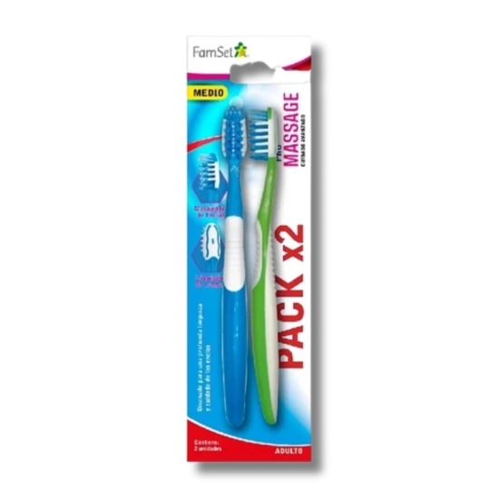 FAMILY SET CEPILLO DENTAL MEDIO X 2 UNIDADES