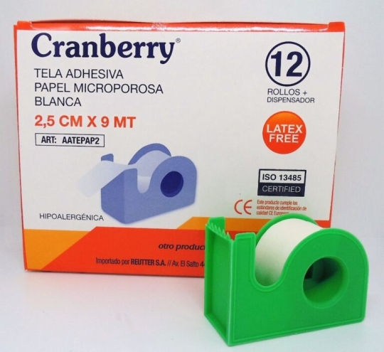 TELA ADHESIVA DE PAPEL MICROPOROSA 2.5 CM X 9 METROS