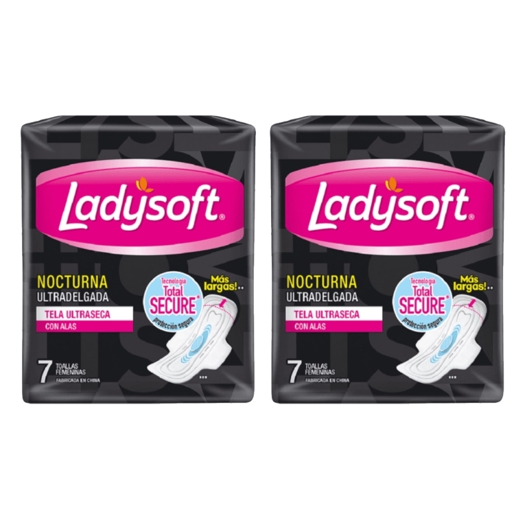 TOALLA INTIMA LADYSOFT NOCTURNA ULTRADELGADA CON ALAS X 7UNI