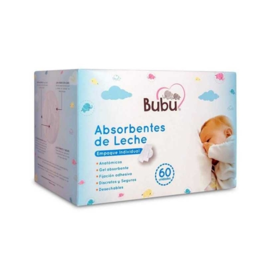 BUBU ABSORBENTE ANATOMICO LECHE X 60 UNI