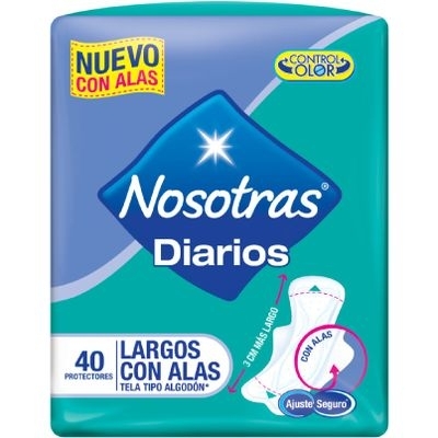 TOALLA INTIMA NOSOTRAS PROTECTOR DIARIO LARGO CON ALAS X 40UNI