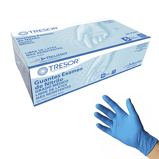 GUANTES DE VINILO AZUL AMBIDIESTRO TM X 100
