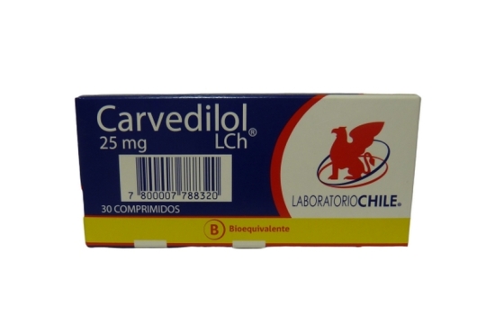 CARVEDILOL 25 MG X 30 COMPRIMIDOS