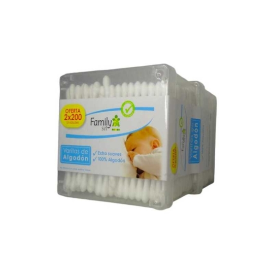 FAMILY SET COTONITOS 200 UNIDADES X PACK CON 2