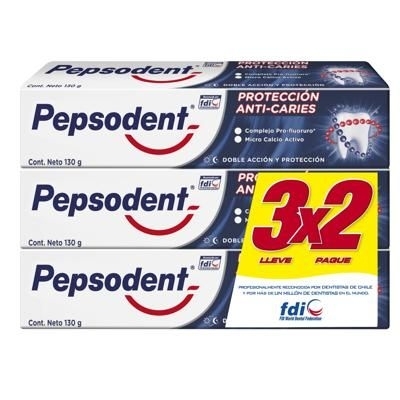PACK PEPSODENT PASTA DENTAL 12 HORAS PROTECCIÓN 130 GRAMOS X 3 UNIDADES