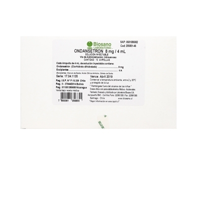ONDANSETRON 8mg/4ml X5 AMPOLLAS