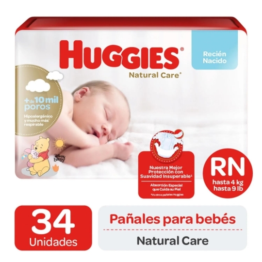 HUGGIES PAÑAL BEBE RECIEN NACIDO X34