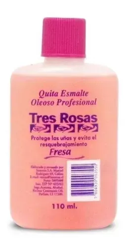 TRES ROSAS QUITA ESMALTE FRESA 110 ML