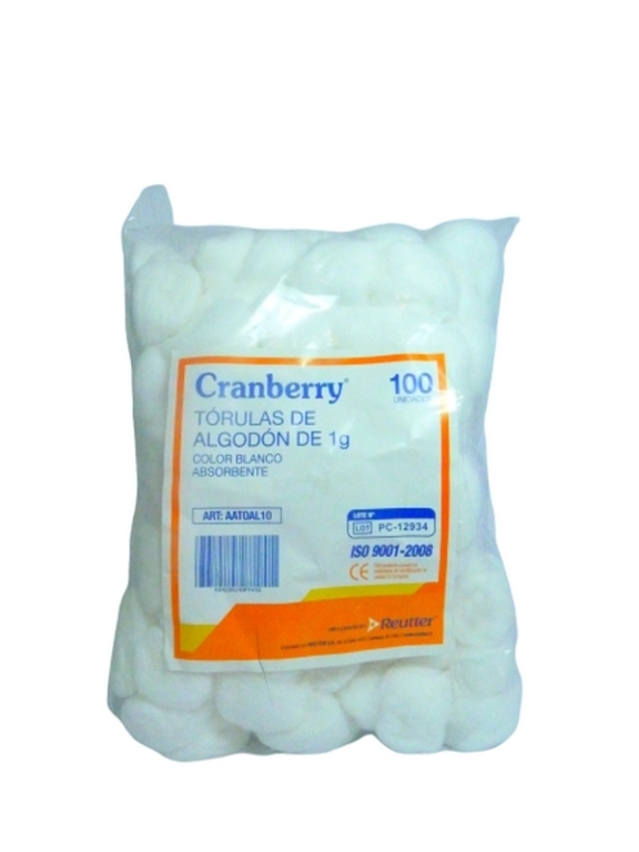 CRANBERRY TORULAS DE ALGODÓN X 100 UNIDADES