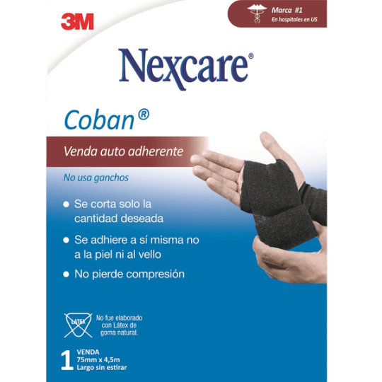 NEXCARE 3M COBAN 7,5 CM X 4,5 METROS VENDA NEGRA