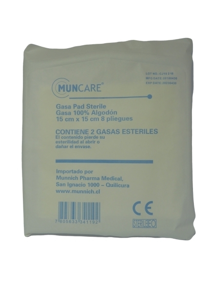 GASA ALGODON ESTERIL 15X15 CM 8PLY X2