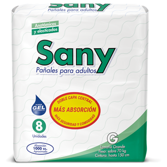 Sany Pañal Adulto Gel Talla G X 8Uni | sany adulto g 8