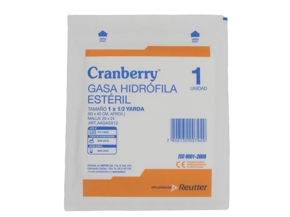 CRANBERRY GASA ESTERILIZADA X1