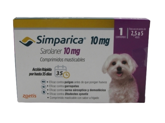 SIMPARICA PERRO 10MG 2.5-5K X 1COM