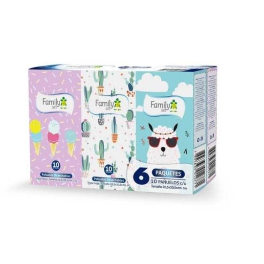 FAMILY SET PAÑUELOS DESECHABLES X6
