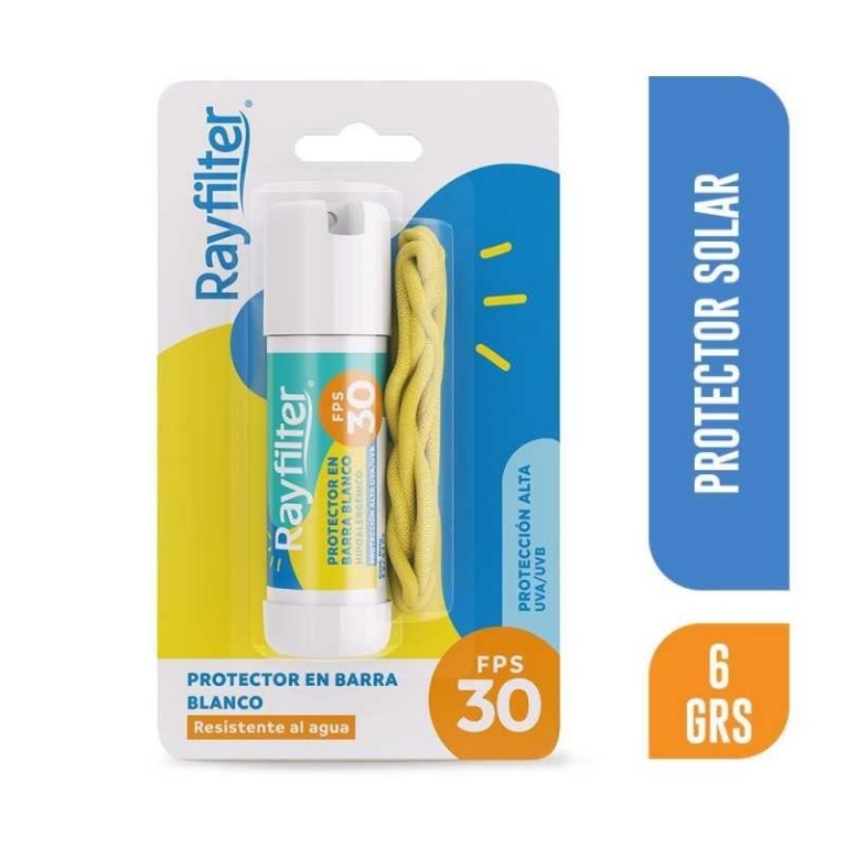 Potector Solar Barra Rayfilter Fps 3 X 6Gr Color Blanco | rayfilter blanco 6gr