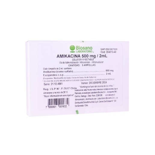 AMIKACINA 500MG,AMPOLLAS X5