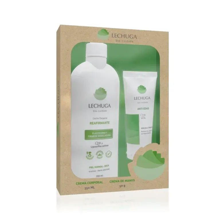 LECHUGA LECHE CORP REAFIRM 350ML + CREMA MANOS ANTI EDAD Q10