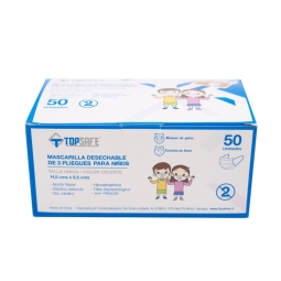 MASCARILLAS 3 PLIEGUES UNICOLOR  NIÑOS X 50