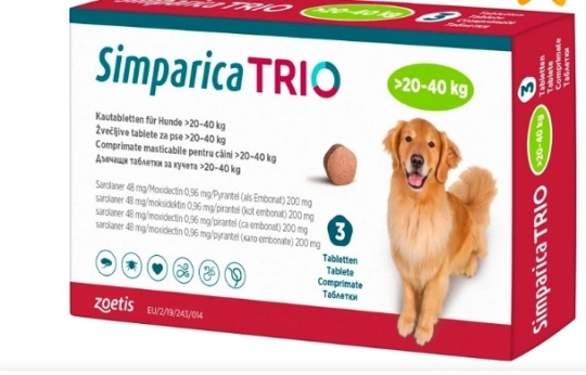 Simparica Trio Perro Caramelo 20 A 40K X 1Com | simparica perro 20-40k