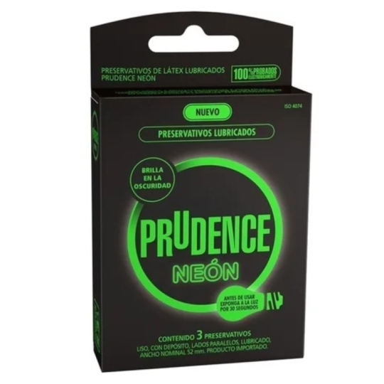 CONDONES / PRESERVATIVOS PRUDENCE NEON X 3 UNIDADES