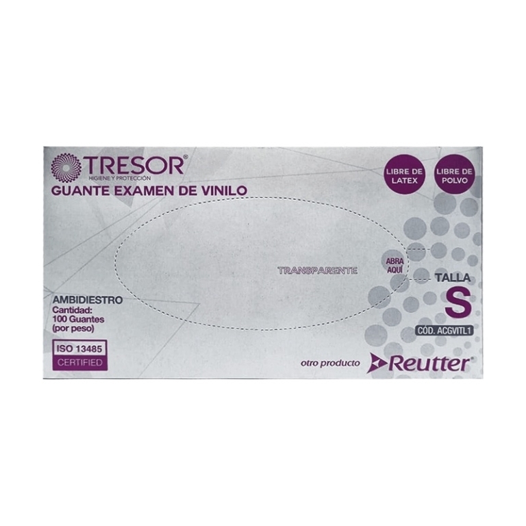 GUANTES DE VINILO AMBIDIESTRO TALLA S X 100 UNIDADES