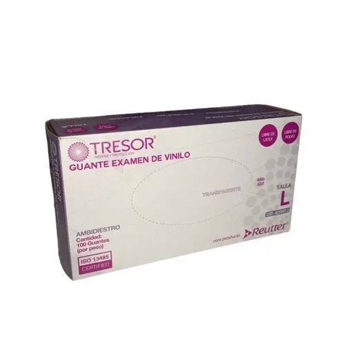 GUANTE EXAMEN VINILO LIBRE DE POLVO TALLA L X 100 UNIDADES