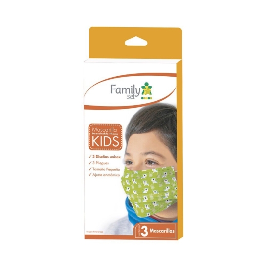 F.SET MASCARILLA DESECHABLE PLANA KIDS X 3