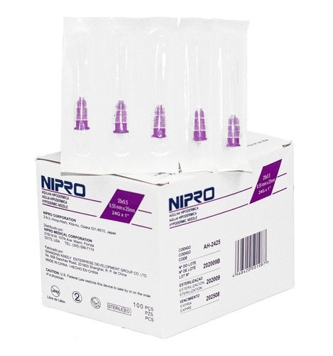 AGUJA DESECHABLE 24G X 1 NIPRO