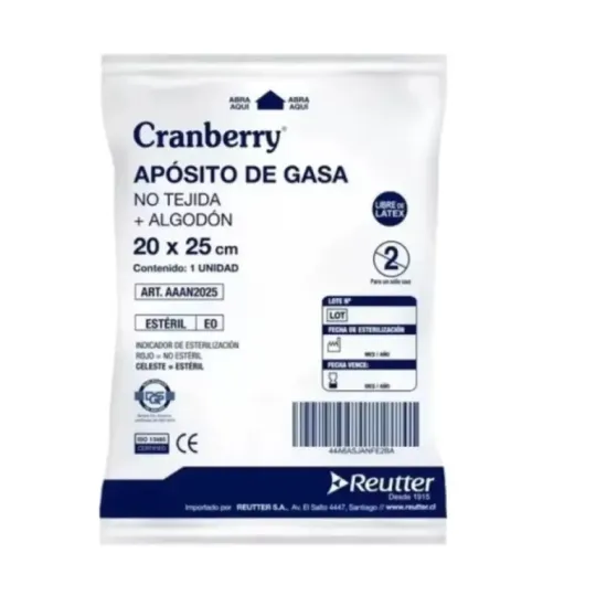 CRANBERRY APOSITO GASA ALGODON  20X25 CM
