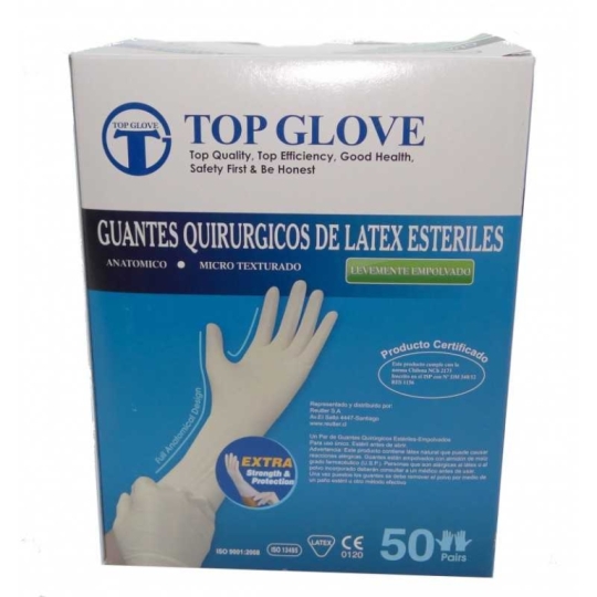 TOP GLOVE GUANTES LATEX ESTERIL CAJA