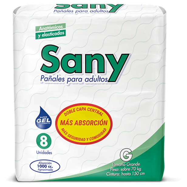 Sany Pañal Adulto Gel Talla G X 8Uni | sany adulto g 8