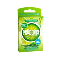 CONDONES / PRESERVATIVOS PRUDENCE SABOR Y COLOR CAIPINHA X 3 UNIDADES