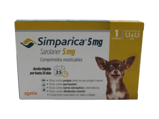 Simparica 5Mg Perro 1,3-2,5 Kg X 1 Comprimido | simparica perro 5mg