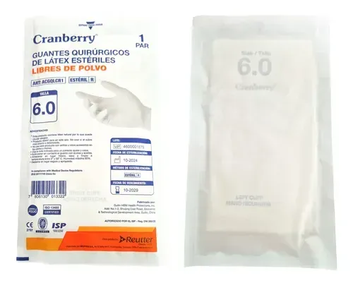 CRANBERRY GUANTES QUIRURGICOS LATEX ESTERIL 6.0 X1 PAR