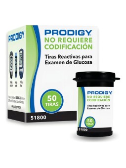 TIRAS REACTIVAS EXAMEN GLUCOSA PRODIGY X 50 UNIDADES