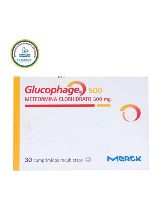 CENABAST GLUCOPHAGE 500 MG X 30 COMPRIMIDOS RECUBIERTOS