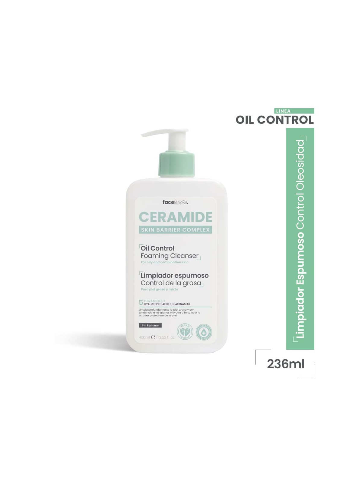 CERAMIDE GEL LIMPIADOR ESPUMOSO OIL CONTROL X 400ML