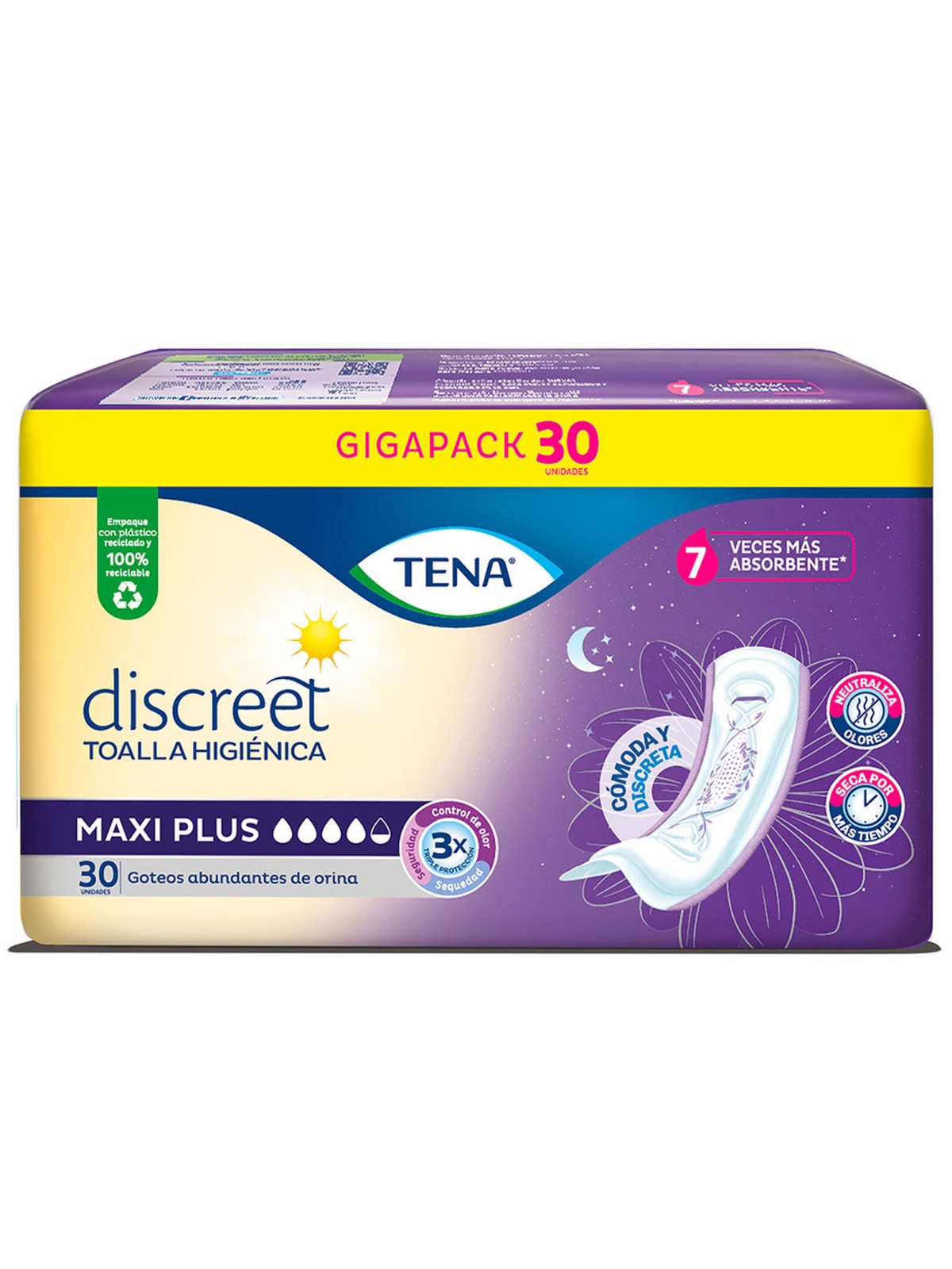 TENA TOALLA HIGIENICA SIN ALAS MAXI PLUS X 30 UNI