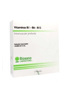 VITAMINA B1 B6 B12 10000 X 3 AMPOLLAS