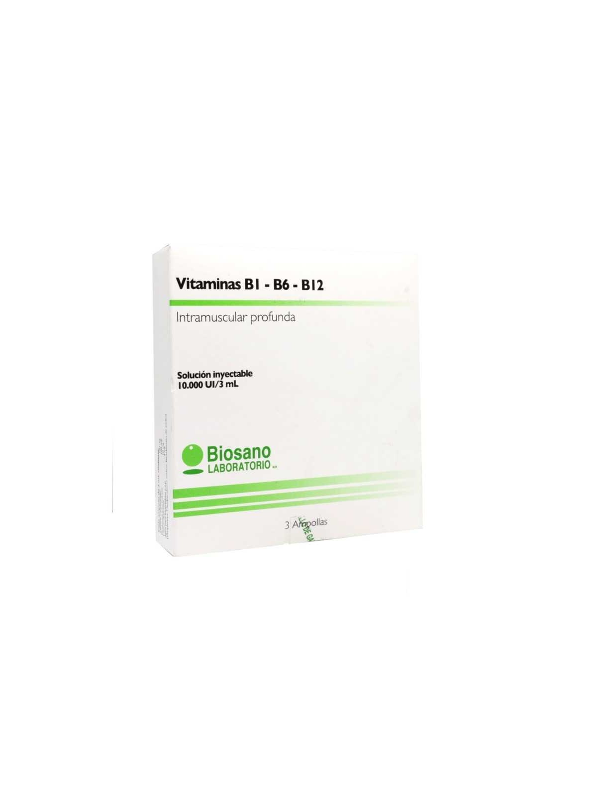 VITAMINA B1 B6 B12 10000 X 3 AMPOLLAS