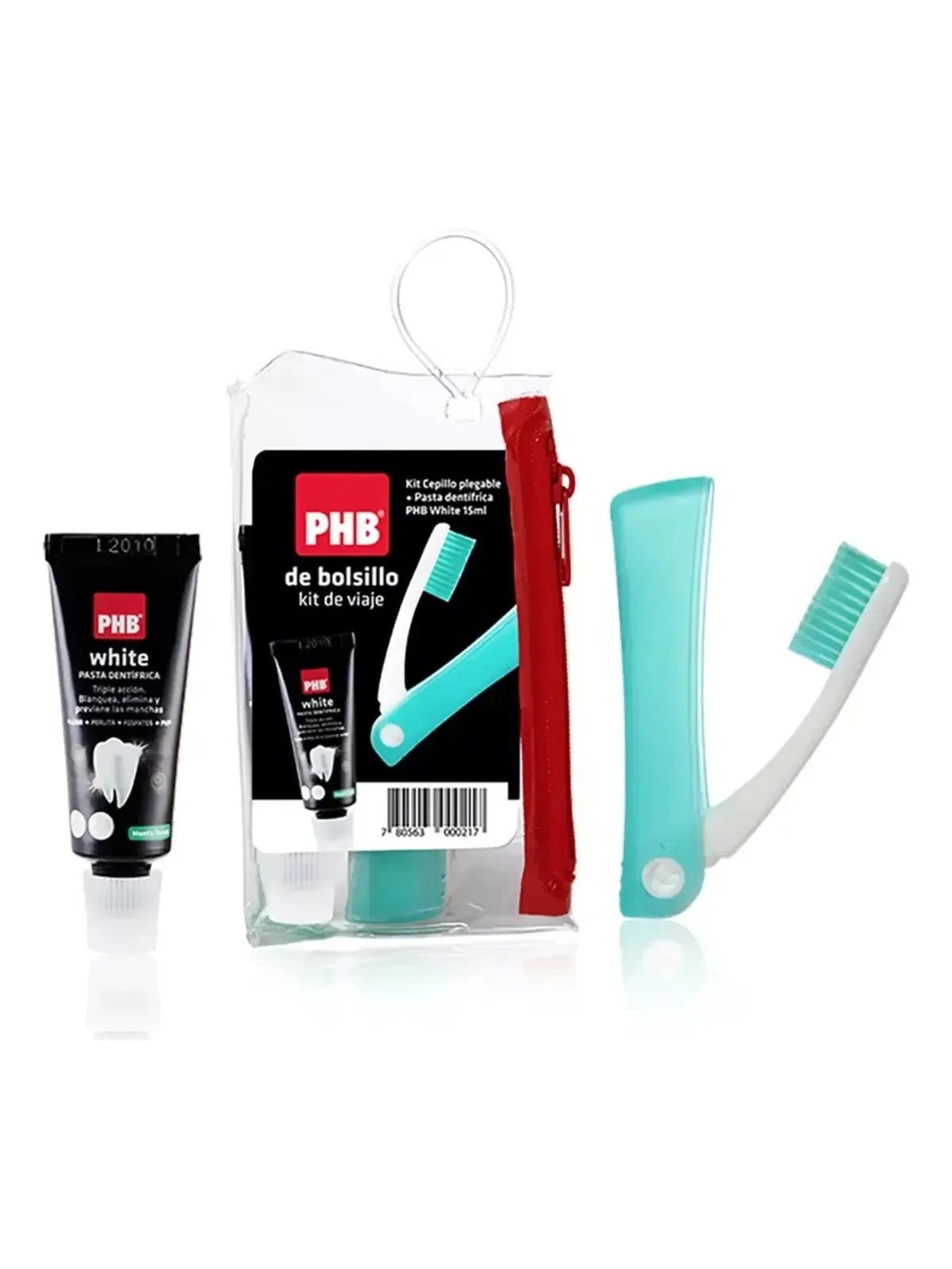 PHB CEPILLO VIAJERO (1 CEPILLO PLEGABLE + 1 PASTA DENTAL + 1 ENJUAGUE 15ML + 1 INTERDENTAL)